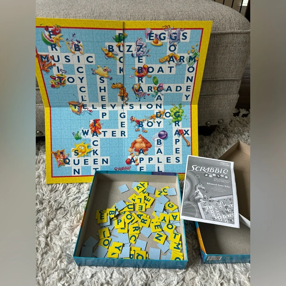 Scrabble Junior Crossword Game Board Game Parker Brothers Used